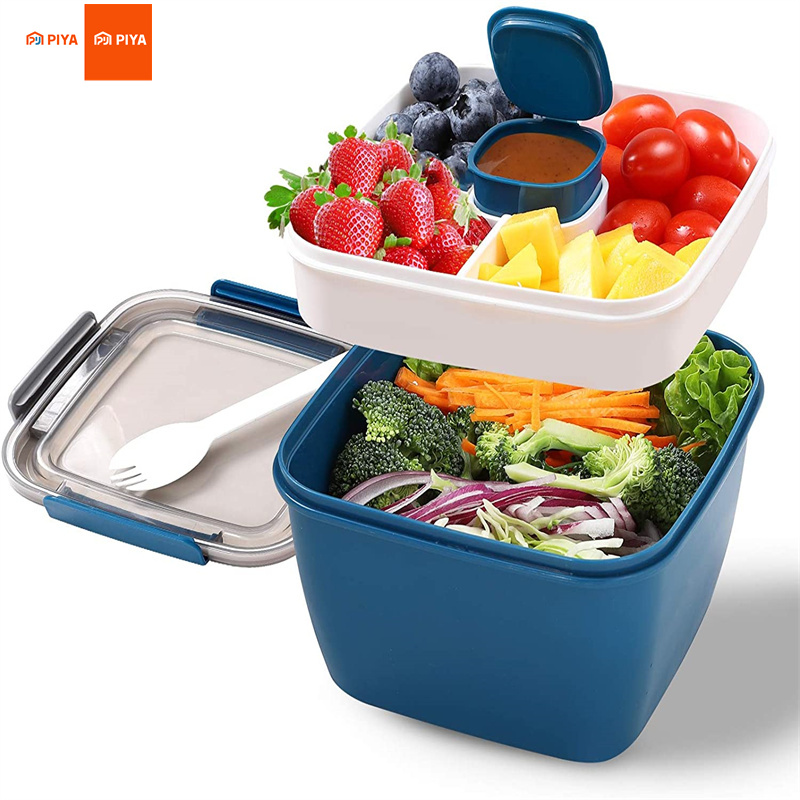 Food Storage With Compartments - 휴대용 샐러드 점심 용기 샐러드 그릇
