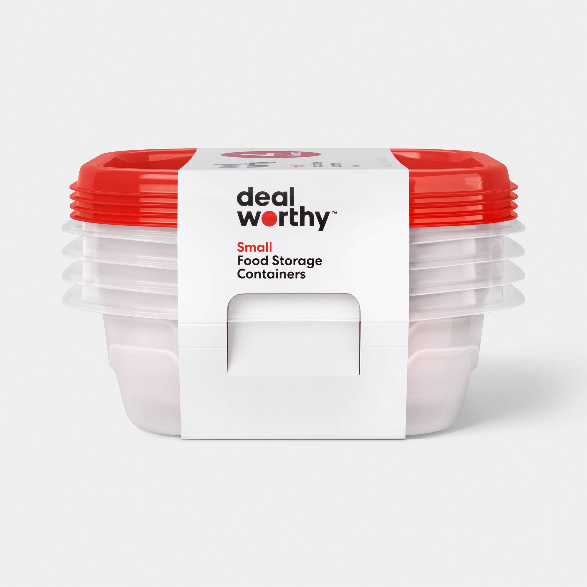 Food Storage Prep Containers - 4개의 작은 사각형 식품 보관 용기(스냅