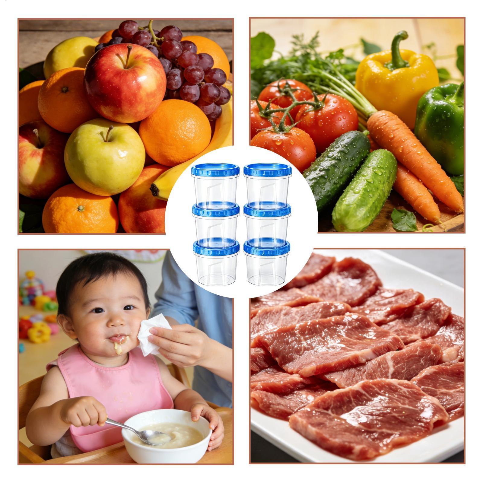 Food Storage Plastic - 식품 보관용 냉동고 용기 6개 16온스