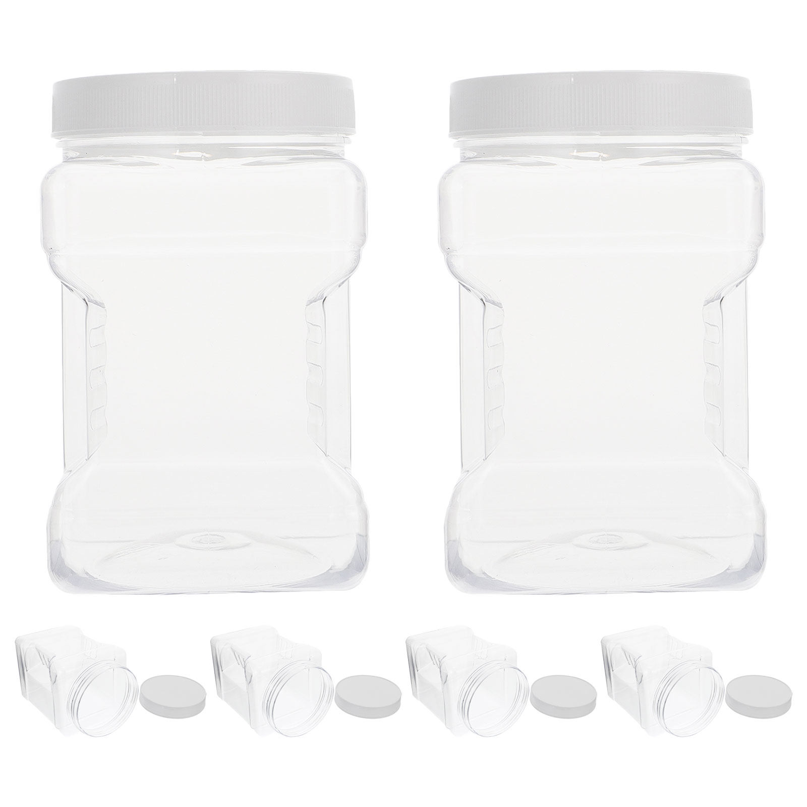 Food Storage Jars Plastic - 6개입 투명 사각 플라스틱 보관 용기,