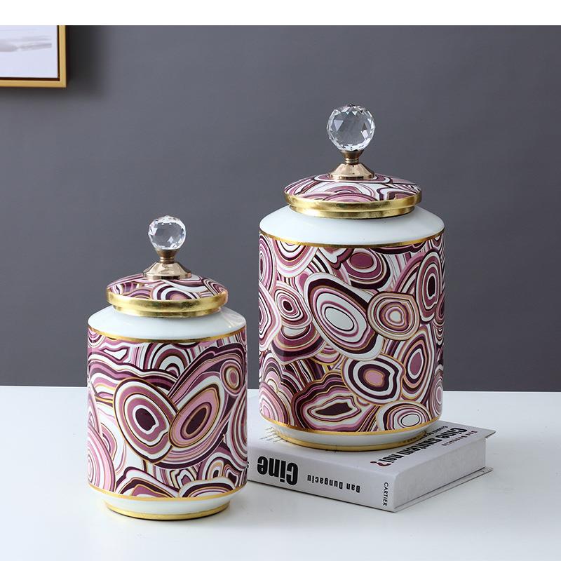 Food Storage Lidl - 보라색 원형 페인트칠 세라믹 보관 용기(뚜껑