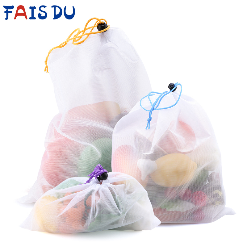 Produce Bag Reusable Mesh - 3/9/15pcs 재사용 가능한 야채 과일 메쉬