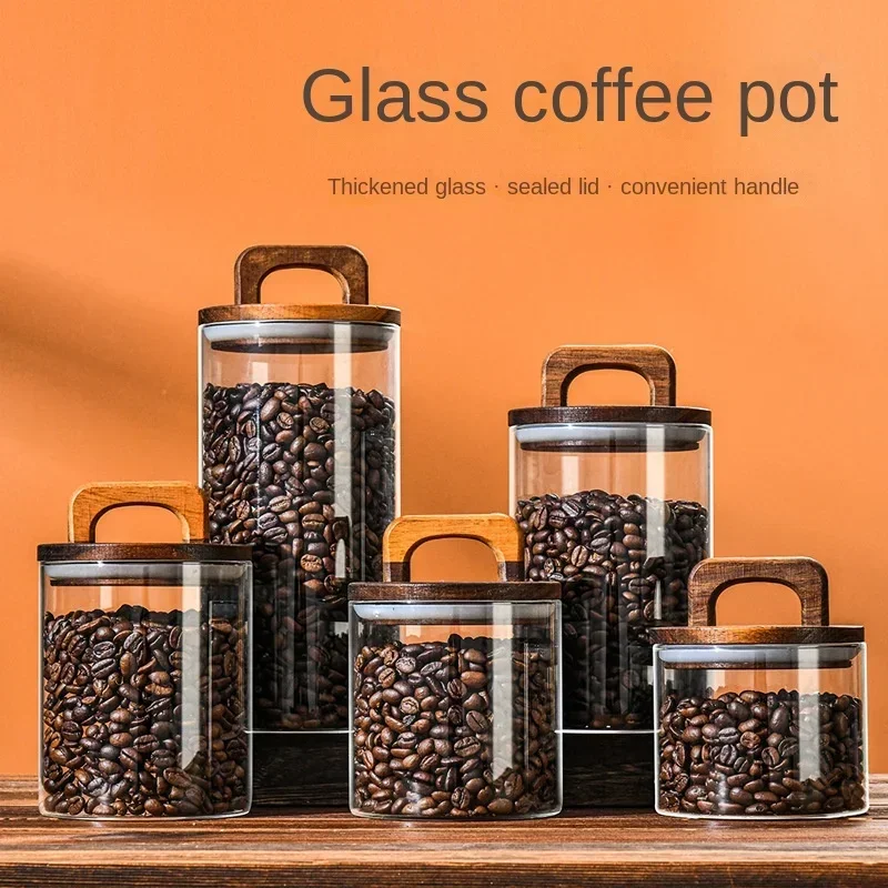 Food Storage Lidl - 800-2100ml 나무 뚜껑 유리 항아리 1pc