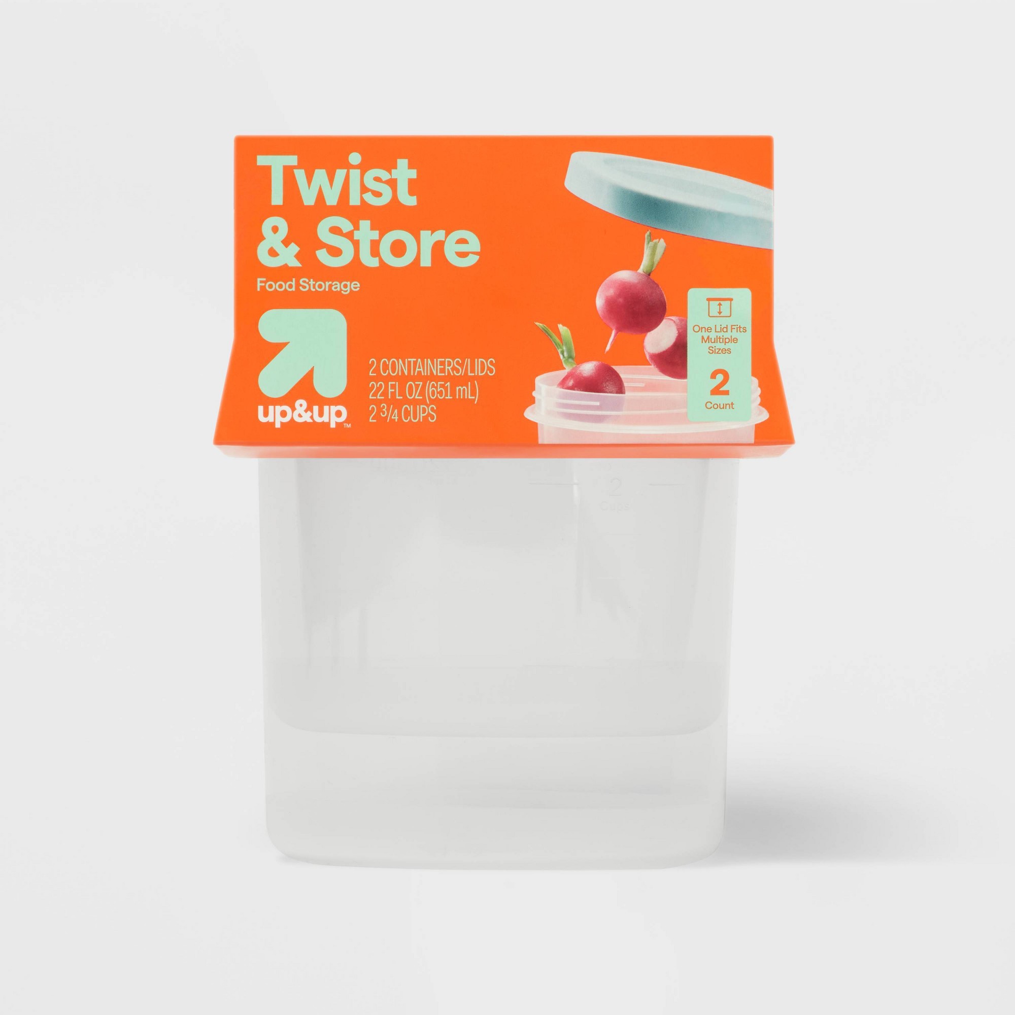 Food Storage Prep Containers - 2캐럿 대형 원형 트위스트 식품 보관