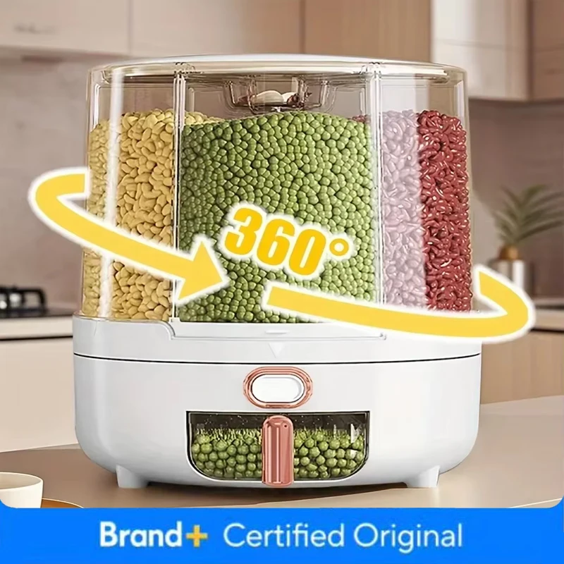 Food Storage For Pantry - 6칸 360 ° 회전식 밀폐 식품