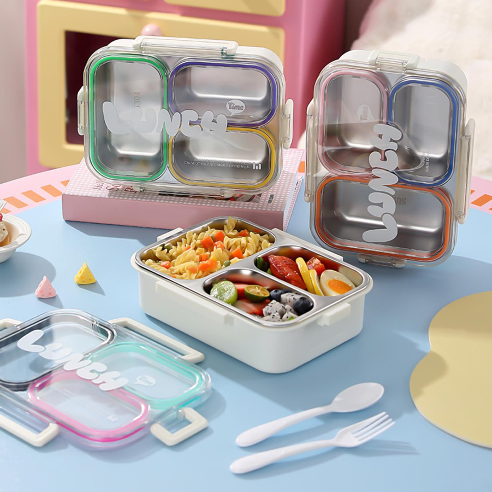 Food Storage With Compartments - 스테인리스 스틸 도시락 3칸 음식 보관