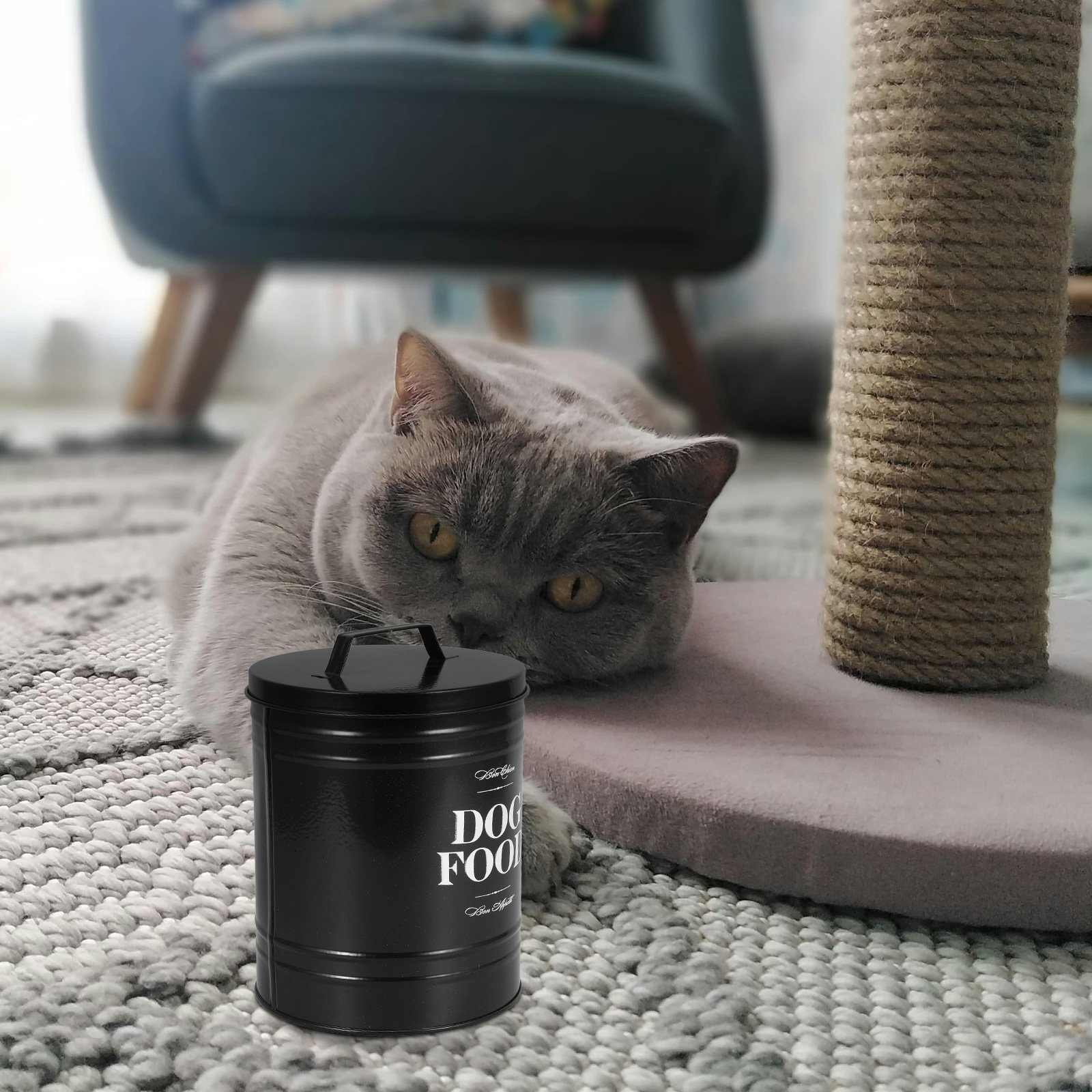 Food Storage Pet - 54온스 애완동물 사료 보관함 금속 밀폐형