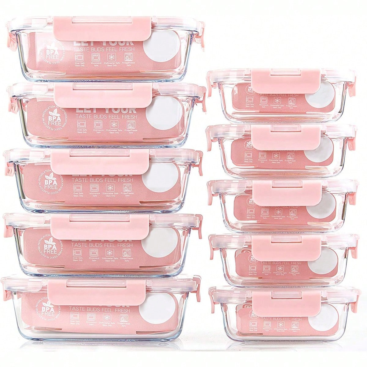 Food Storage Prep Containers - 10팩 유리 밀프렙 용기, 뚜껑이 있는