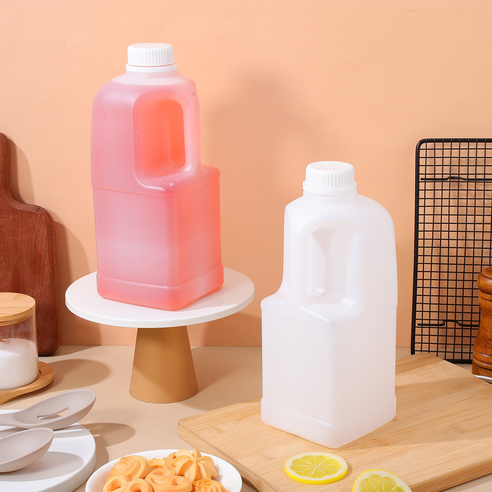 Food Storage Container - 3개 대용량 2갤런 물 저장 용기(뚜껑