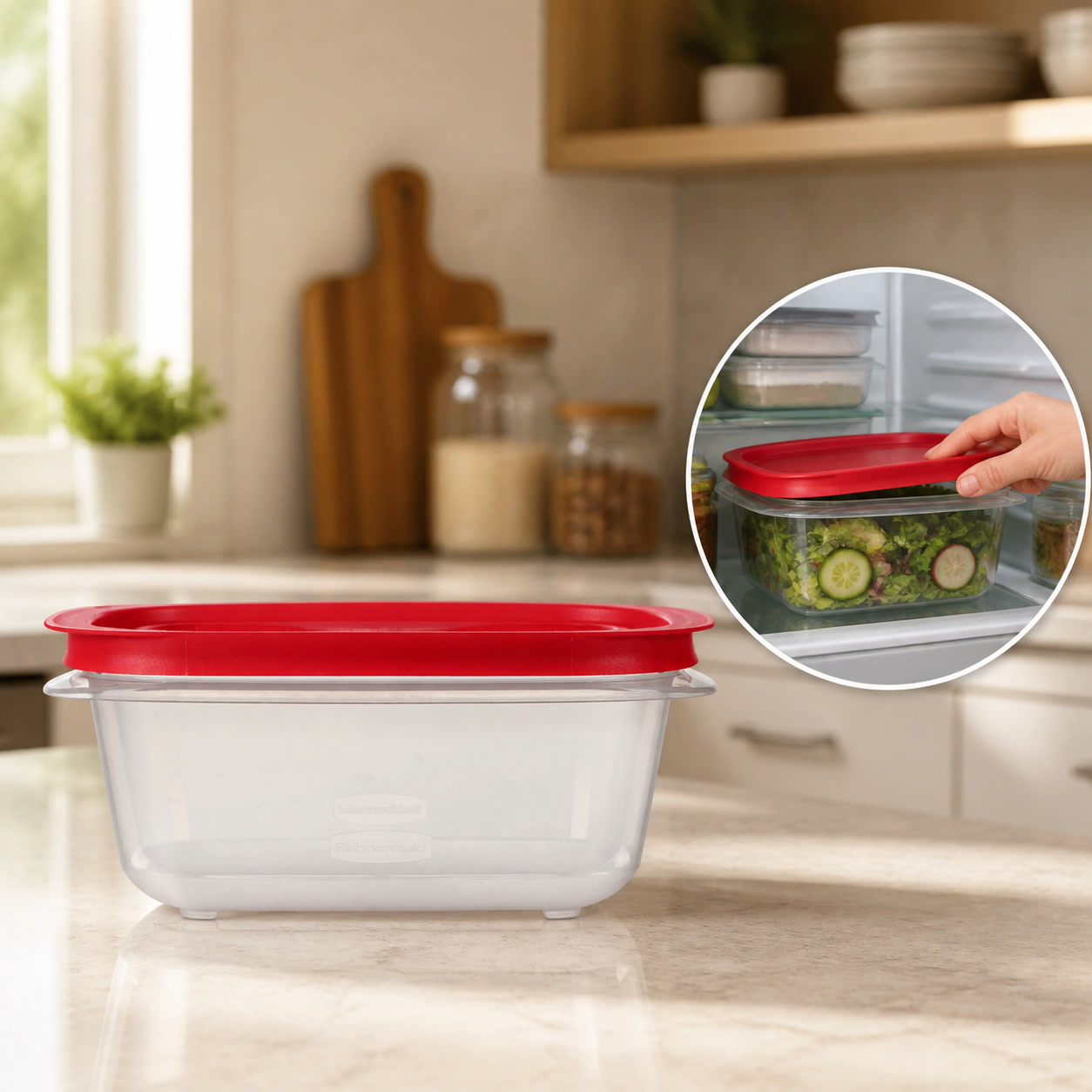 Food Storage Prep Containers - 5.26컵 직사각형 식품 보관 용기, 빨간색