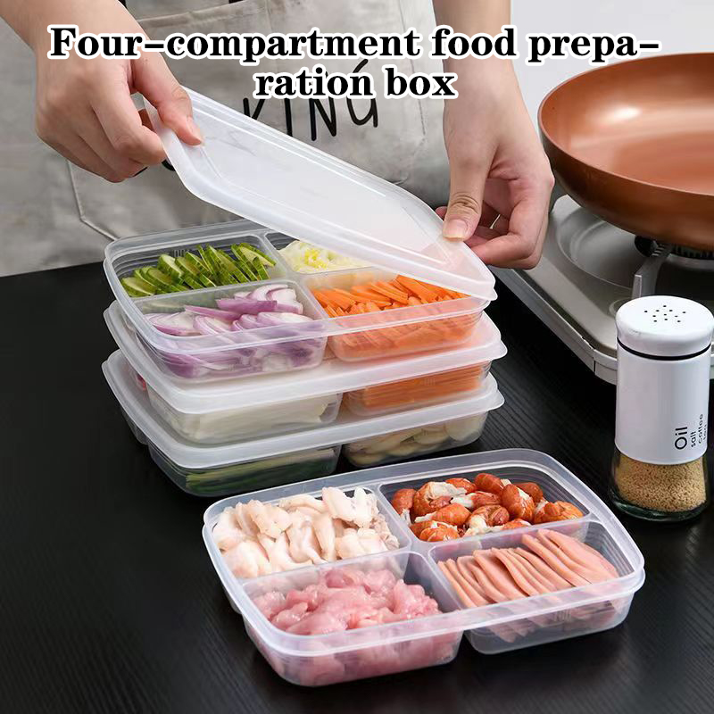 Food Storage With Compartments - 새로운【4칸 플라스틱 보관함 휴대용 칸막이 냉장고