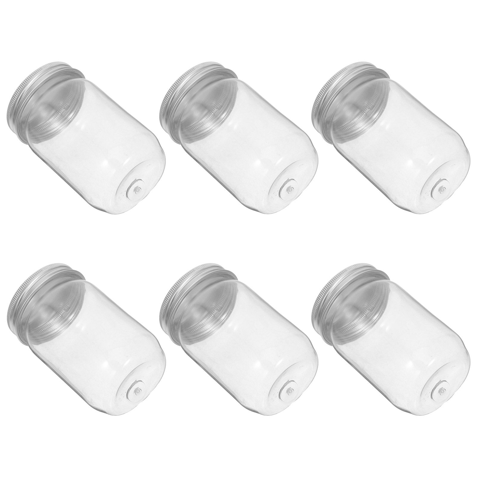 Food Storage Plastic - 6Pcs 투명 플라스틱 메이슨 항아리(밀폐 뚜껑