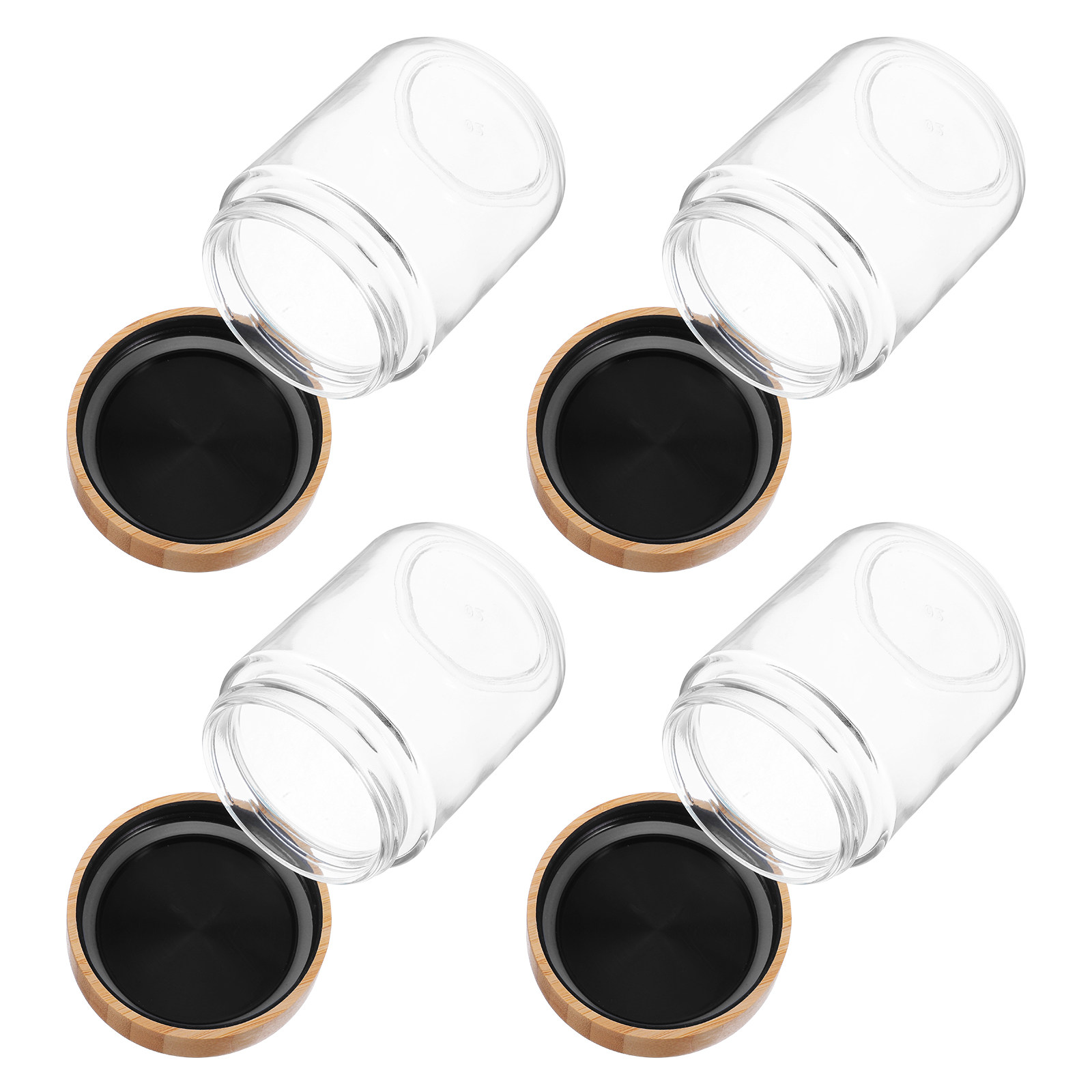 Food Storage Jars Plastic - 4개입 유리 주방 보관 용기, 대나무