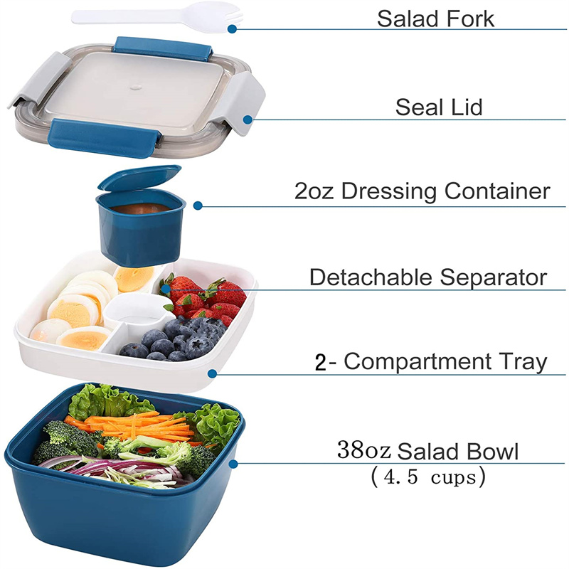휴대용 샐러드 점심 용기 샐러드 그릇 대형 도시락 상자 - Food Storage With Compartments 리뷰 및 가격