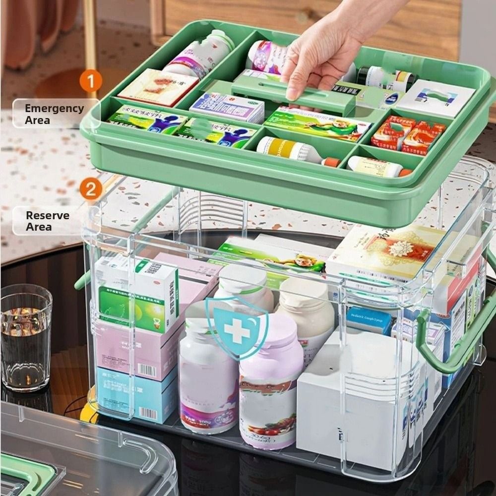 손잡이가 있는 휴대용 이중층 의약품 보관 상자 플라스틱 - Food Storage Emergency 리뷰 및 가격
