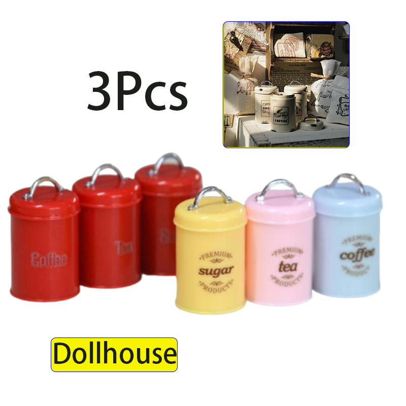 3개 미니어처 인형집 미니 음식/차/커피 캔 원형 보관 - Food Storage Plastic 리뷰 및 가격