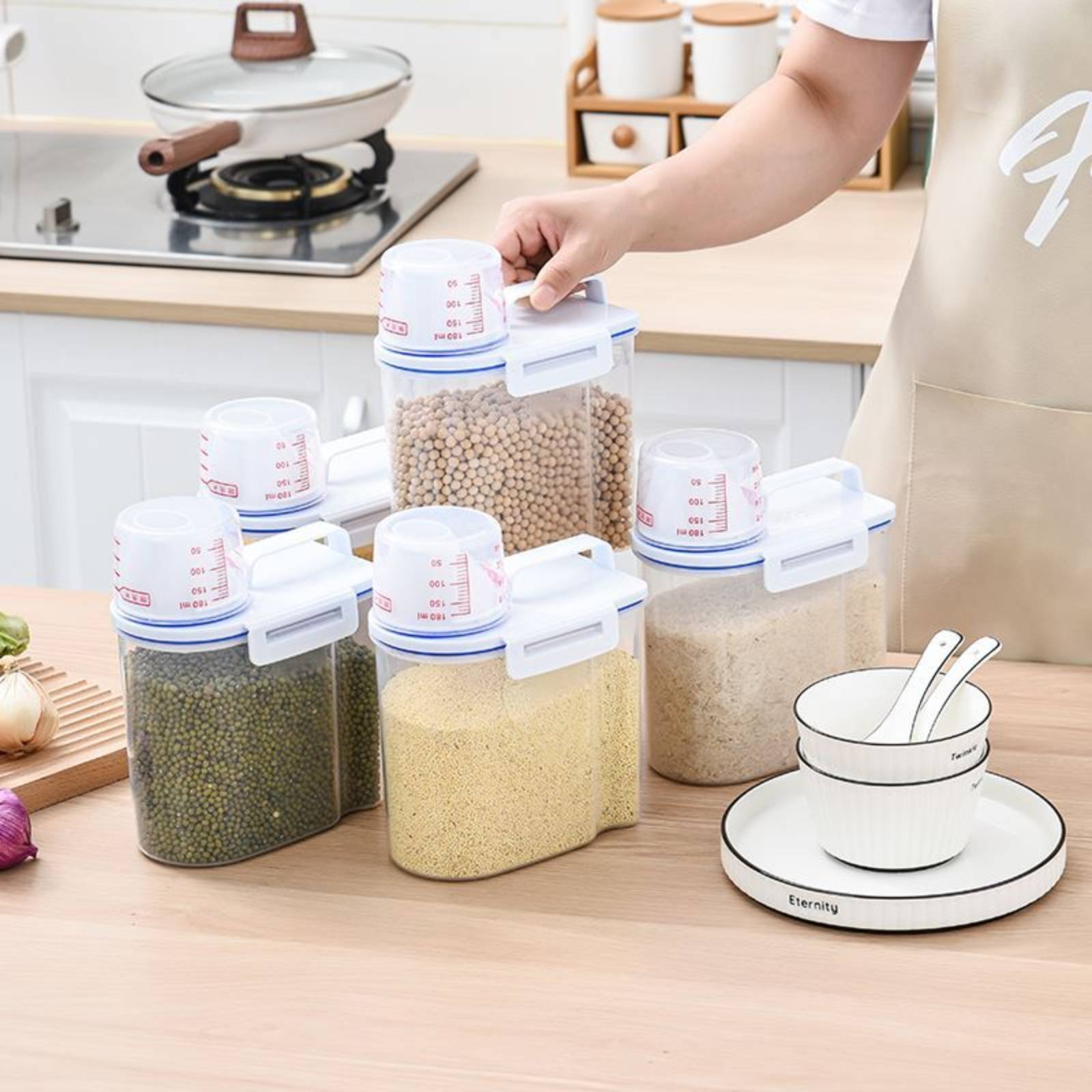 쌀 보관 용기 안전 쌀 디스펜서 계량 기능이 있는 건식 - Food Storage For Pantry 리뷰 및 가격
