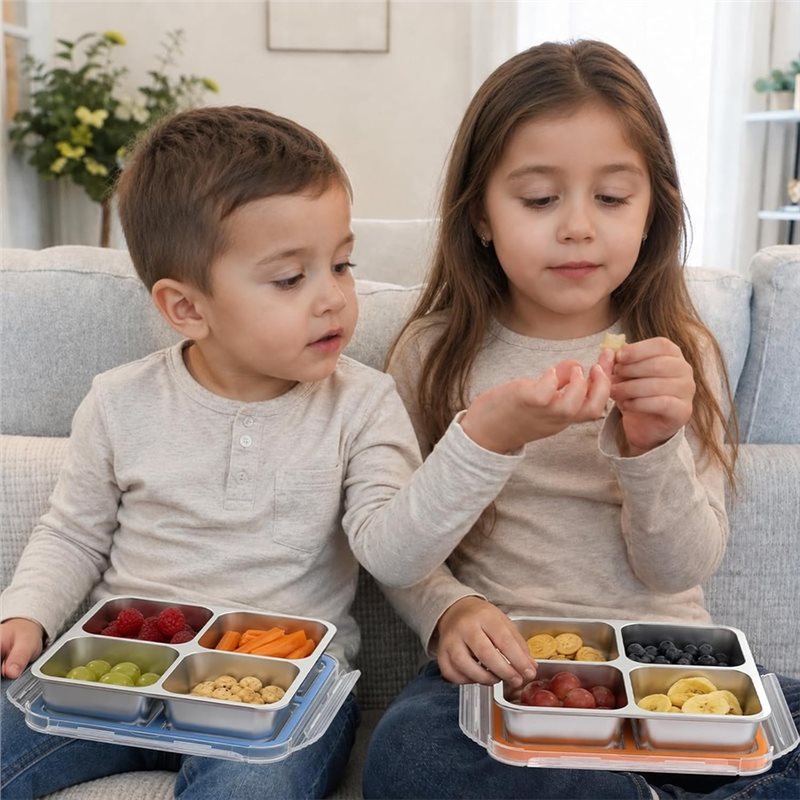 GIGI 4팩 스테인리스 스낵 용기, 4칸 금속 스낵  - Food Storage With Compartments 리뷰 및 가격
