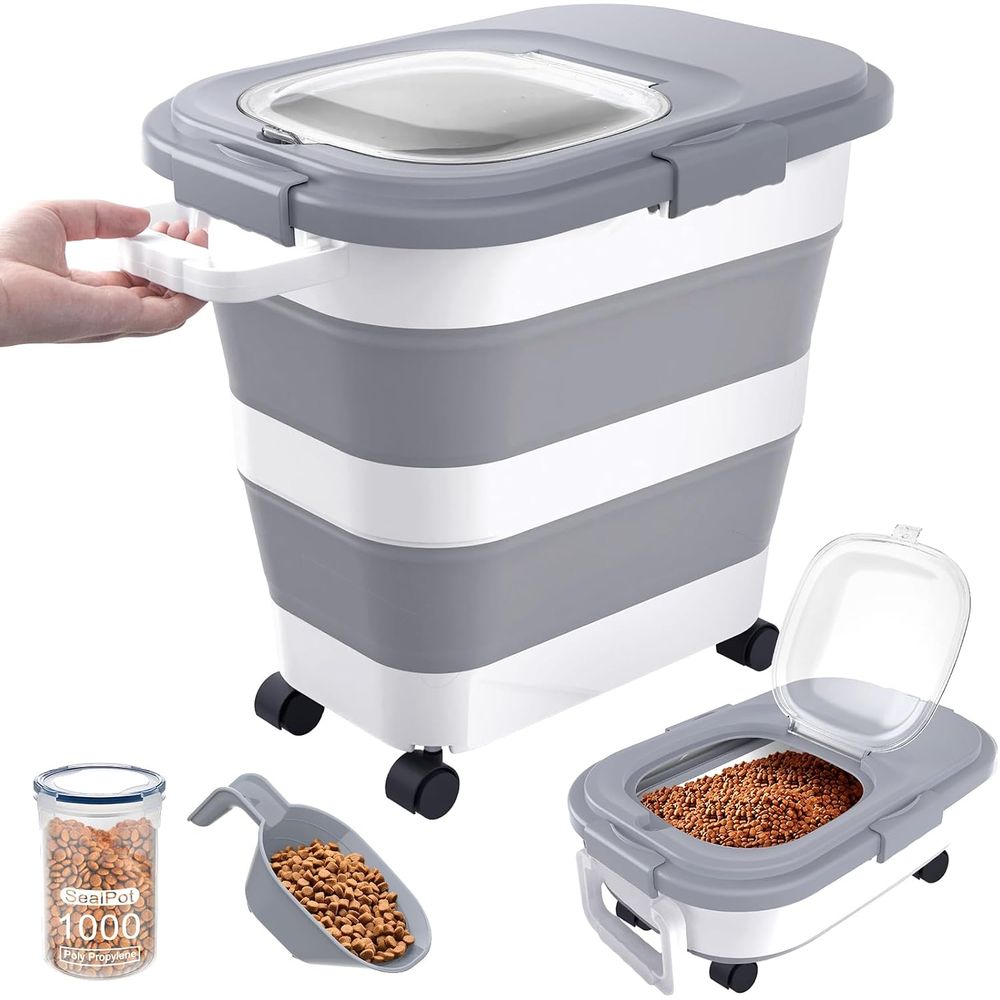 밀폐형 개 사료 보관 용기, 접이식 대형 애완동물 사료 - Food Storage Pet 리뷰 및 가격