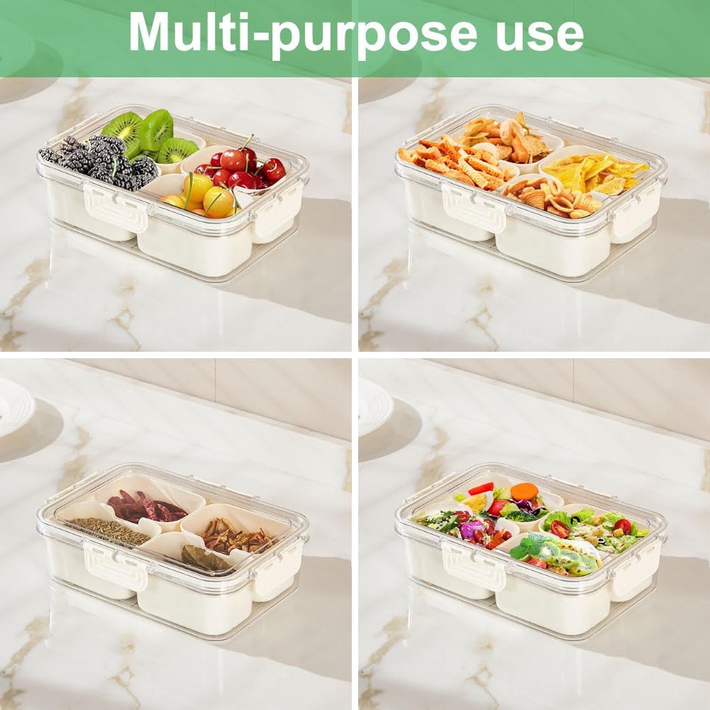 휴대용 식품 보관함, 스낵 보관함, 뚜껑이 있는 4칸, - Food Storage With Compartments 리뷰 및 가격