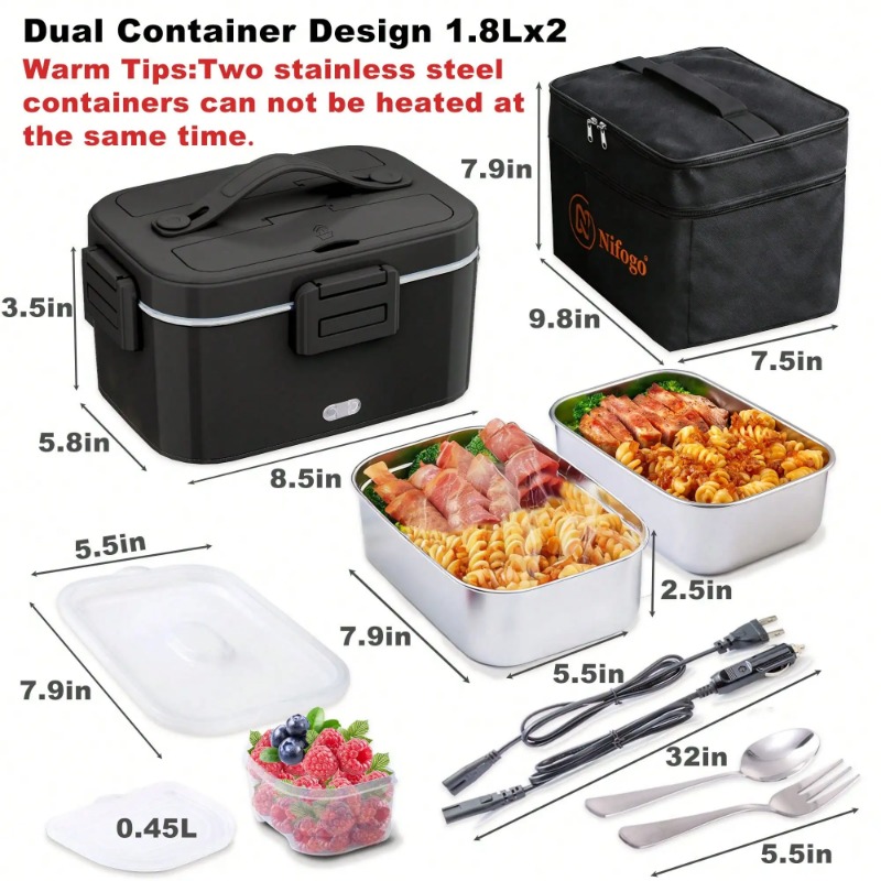 100W 전기 가열 도시락, 1.8L 304 스테인리스 - Food Storage Warmer 리뷰 및 가격