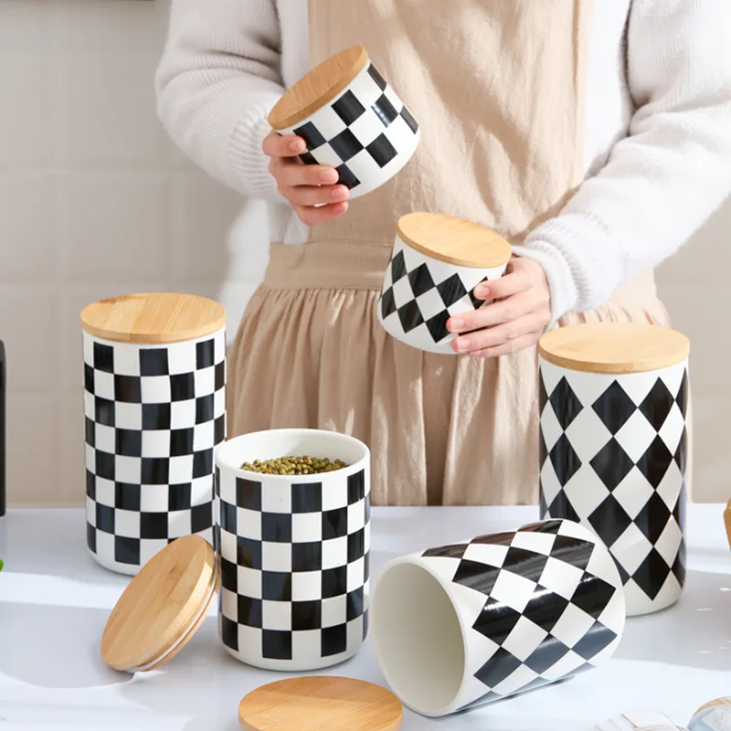 세라믹 식품 저장 용기 북유럽풍 블랙 화이트 그리드 내 - Food Storage Lidl 리뷰 및 가격