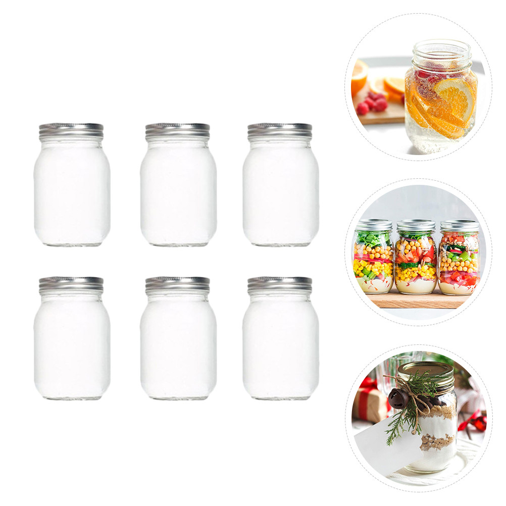 6Pcs 투명한 둥근 유리병, 식품 저장용 밀폐 뚜껑  - Food Storage Jars Plastic 리뷰 및 가격
