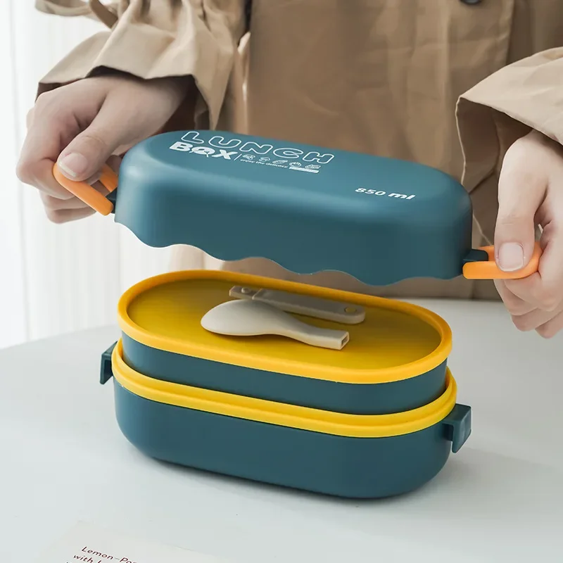 스푼 버클이 있는 이중 레이어 플라스틱 구획 도시락 상 - Food Storage With Compartments 리뷰 및 가격