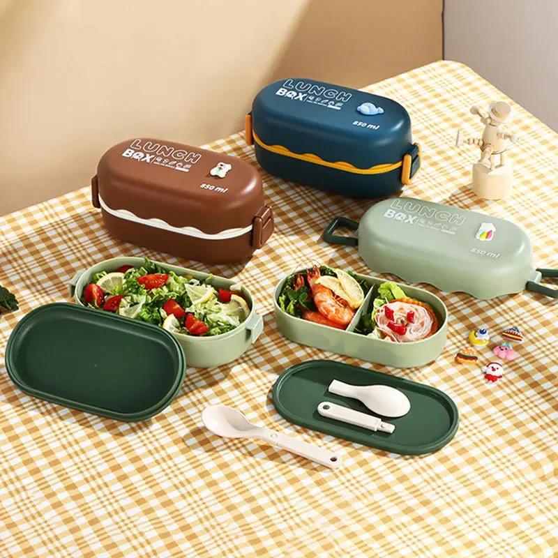 스푼 버클이 있는 이중 레이어 플라스틱 구획 도시락 상 - Food Storage With Compartments 리뷰 및 가격