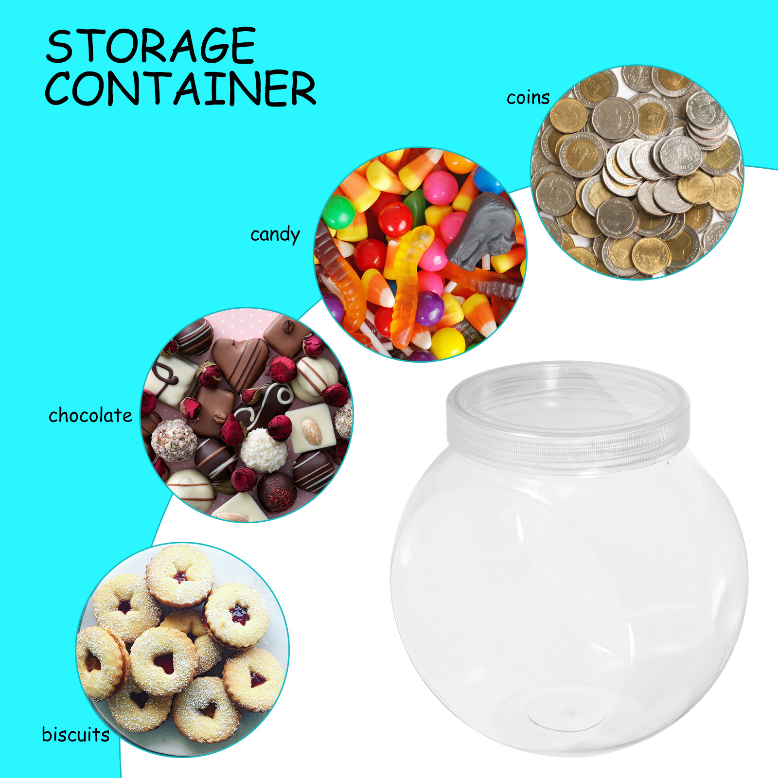 3개입 투명 스위트 자르 1500ml 원형 투명 캔디  - Food Storage Pet 리뷰 및 가격