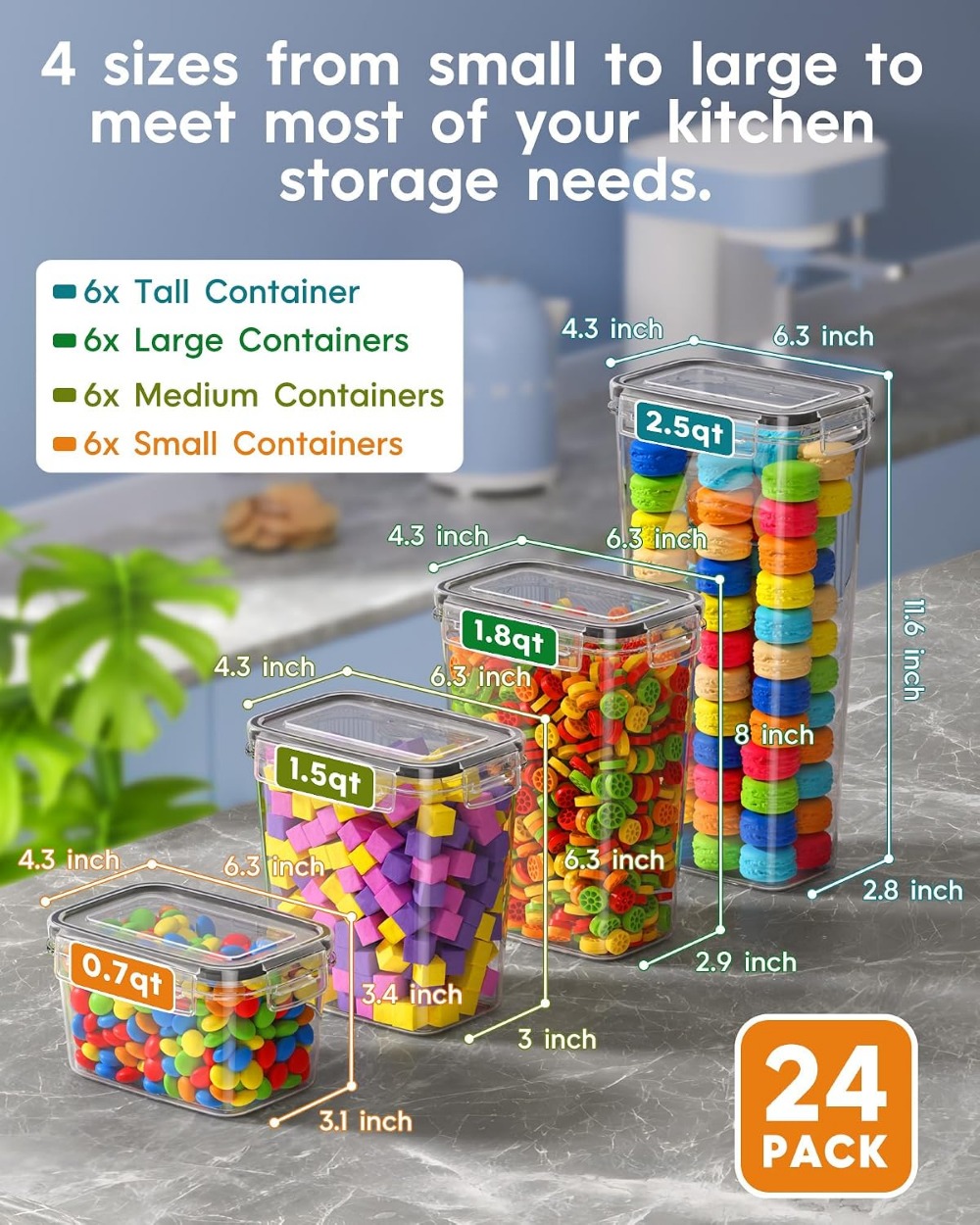 24개의 밀폐 식품 보관 용기(뚜껑 포함), BPA 프 - Food Storage Plastic 리뷰 및 가격