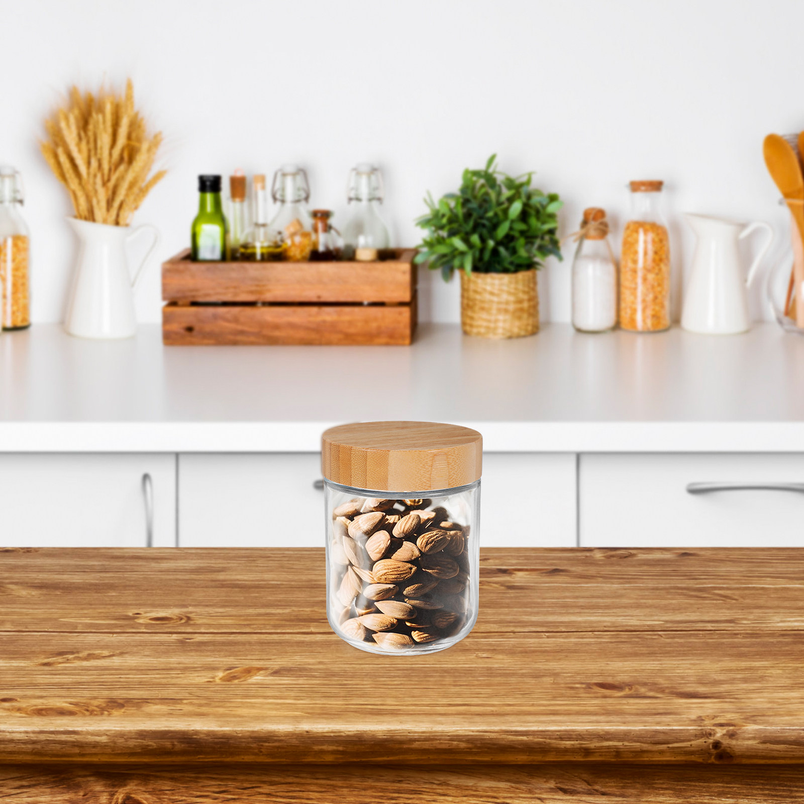 4개입 유리 주방 보관 용기, 대나무 뚜껑 밀폐 용기, - Food Storage Jars Plastic 리뷰 및 가격