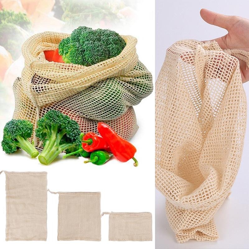 3개/세트 면 메쉬 야채 가방 재사용 가능한 면 메쉬  - Produce Bag Reusable Mesh 리뷰 및 가격