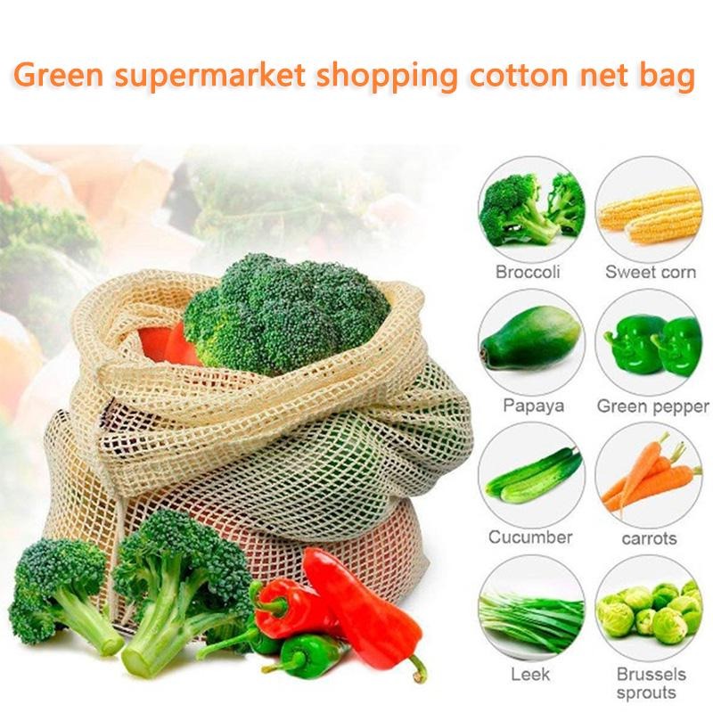 3개/세트 면 메쉬 야채 가방 재사용 가능한 면 메쉬  - Produce Bag Reusable Mesh 리뷰 및 가격